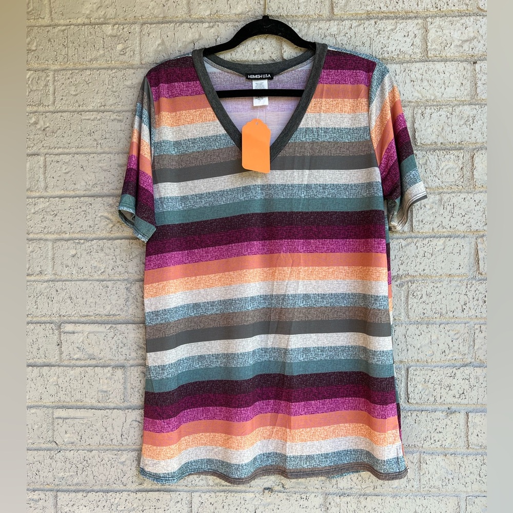 Heimish striped Bulgari material short sleeve tunic size Large